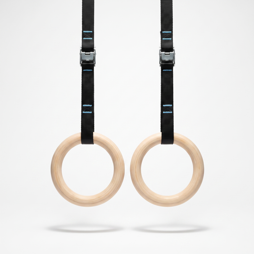 Adjustable Wooden Gymnastic Rings for Kids 25mm Gym Rings with Adjustable Straps and Buckles Indoor Home Playground Fitness Pull Up Rings for Children