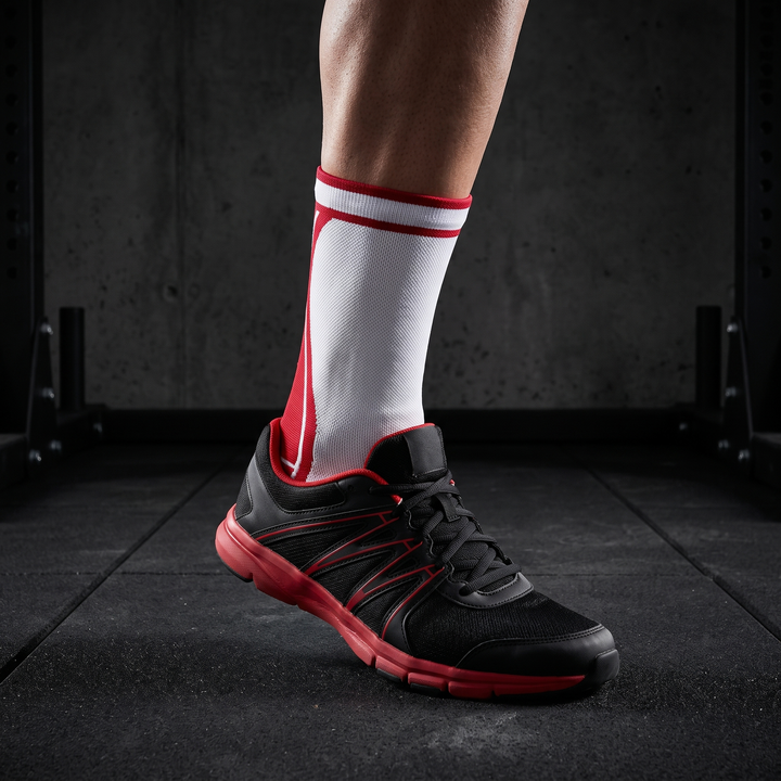 Adjustable Ankle Support Compression Sleeve Men Women Ankle Stabilizer Brace for Sports Fitness Recovery Rehabilitation Home Workout - White