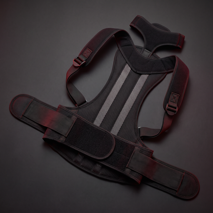 Adjustable Back Support Brace Posture Corrector Vest Lumbar Belt Shoulder Spine Strap Neck Trainer Rehabilitation Equipment for Home Gym Daily Use - full product flat lay, all sizes