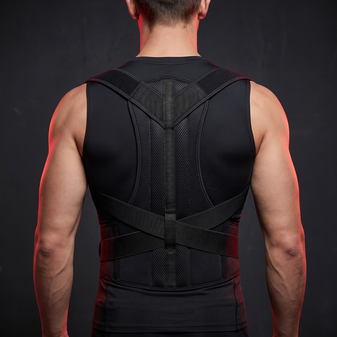 Adjustable Back Support Brace Posture Corrector Vest Lumbar Belt Shoulder Spine Strap Neck Trainer Rehabilitation Equipment for Home Gym Daily Use - back view showing lumbar belt and shoulder straps, all sizes