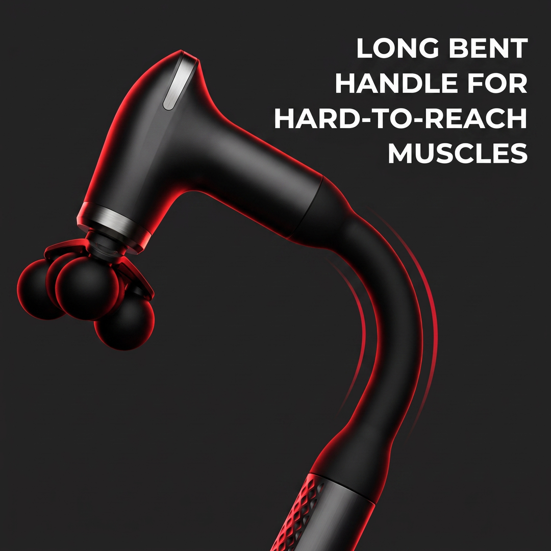 Professional Electric Massage Gun Long Bent Handle Deep Tissue Muscle Massager Rechargeable Percussion Massager for Back Neck Shoulders Muscle Relief Home Gym Recovery - Long Bent Handle for Hard-to-Reach Muscles