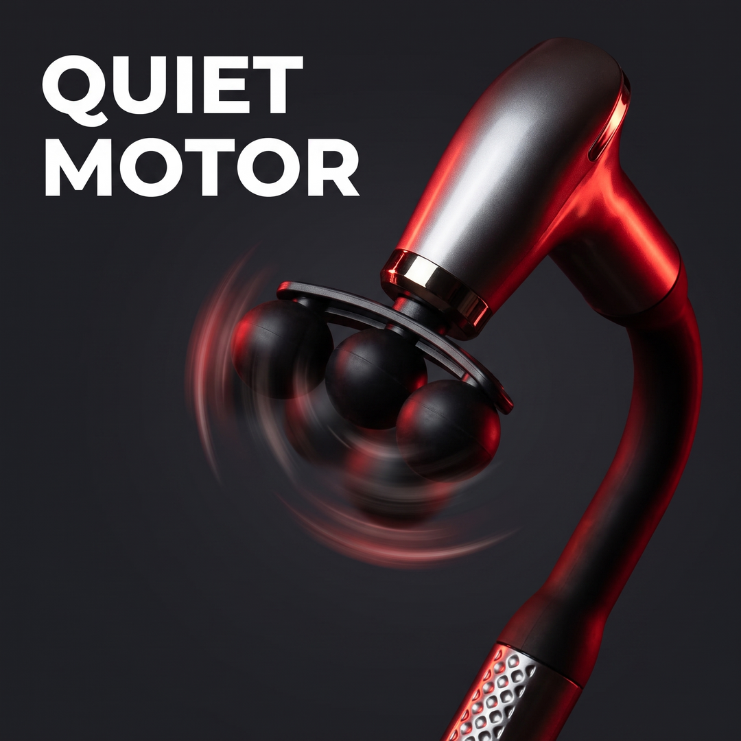 Professional Electric Massage Gun Long Bent Handle Deep Tissue Muscle Massager Rechargeable Percussion Massager for Back Neck Shoulders Muscle Relief Home Gym Recovery - Quiet Motor