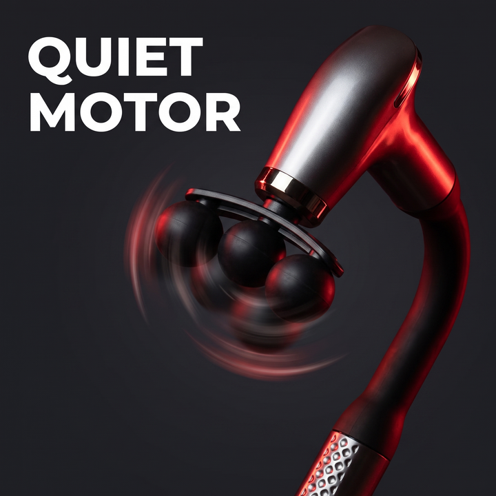 Professional Electric Massage Gun Long Bent Handle Deep Tissue Muscle Massager Rechargeable Percussion Massager for Back Neck Shoulders Muscle Relief Home Gym Recovery - Quiet Motor