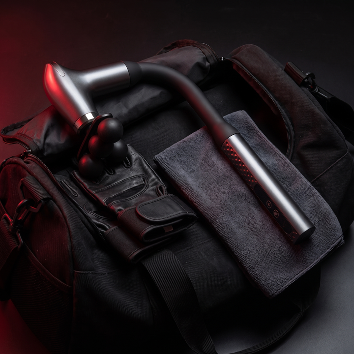 Professional Electric Massage Gun Long Bent Handle Deep Tissue Muscle Massager Rechargeable Percussion Massager for Back Neck Shoulders Muscle Relief Home Gym Recovery - Gym Bag Ready