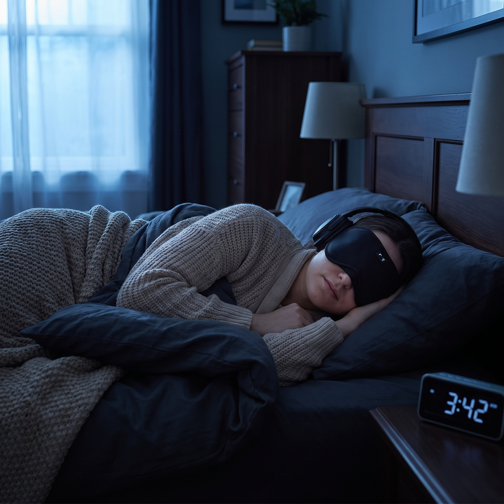 Bluetooth Sleep Mask Wireless Sleeping Headphones 3D Eye Mask - Black lifestyle bedroom night sleep