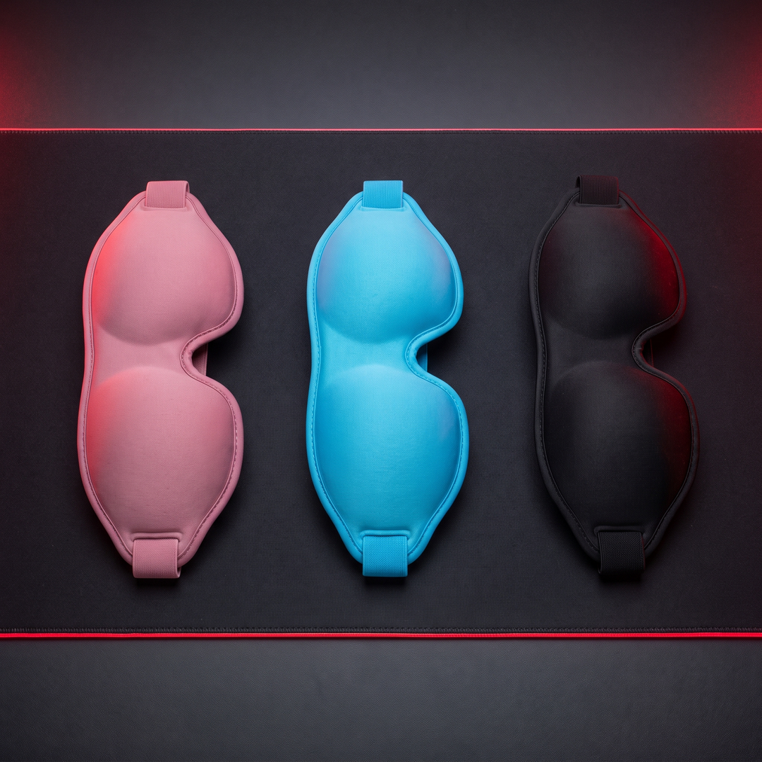 Bluetooth Sleep Mask Wireless Sleeping Headphones 3D Eye Mask - Pink Cyan Black color comparison