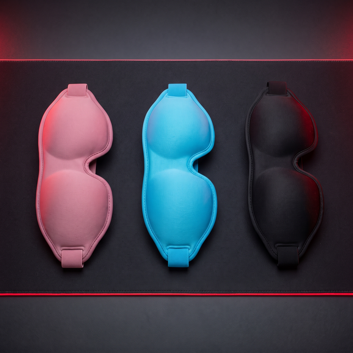 Bluetooth Sleep Mask Wireless Sleeping Headphones 3D Eye Mask - Pink Cyan Black color comparison