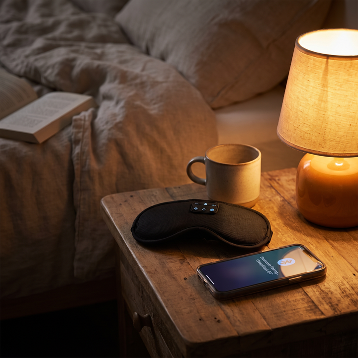 Bluetooth Sleep Mask Wireless Sleeping Headphones 3D Eye Mask - Black nightstand bluetooth pairing lifestyle