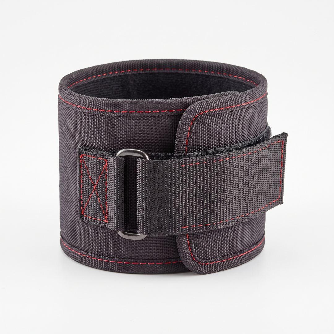 Close-up of adjustable arm cuff strap for home blood pressure monitor