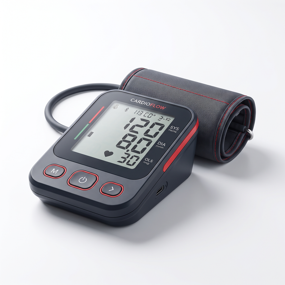 Digital automatic blood pressure monitor for home use, front view