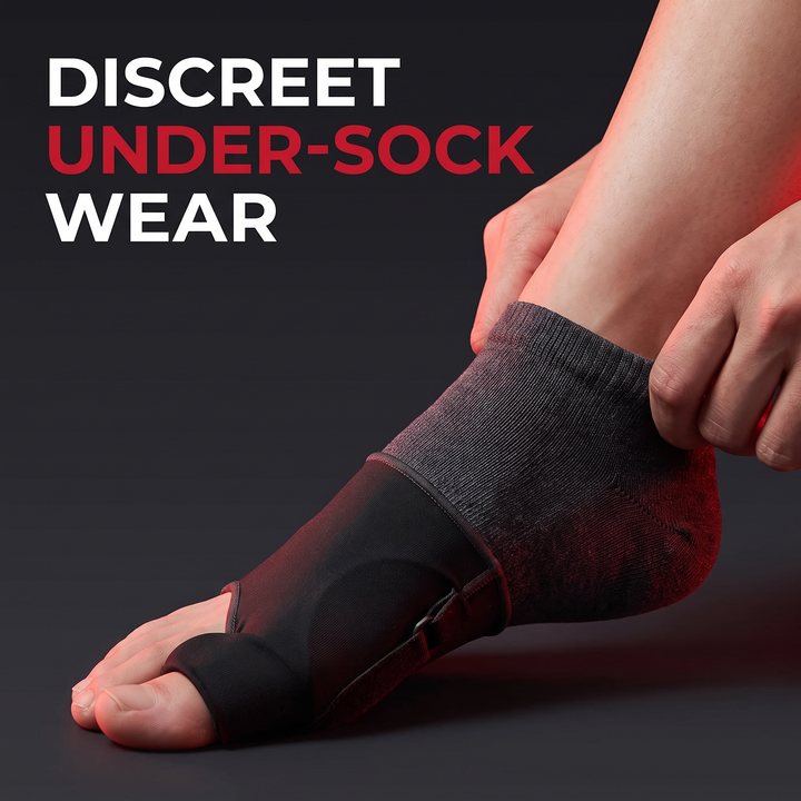 Discreet low-profile fit worn under socks
