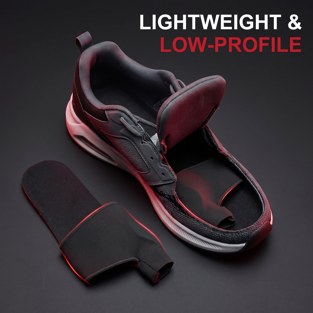 Lightweight low-profile design fits inside footwear
