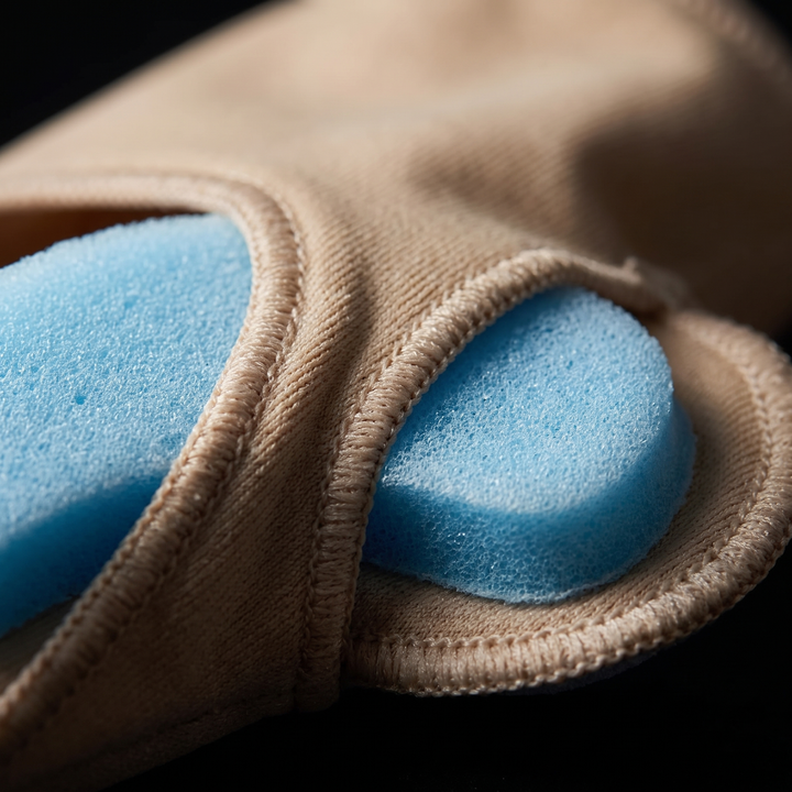 Macro close-up of elastic fabric and padding texture