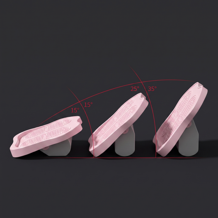 Side profile comparison of three incline angle settings on the slant board