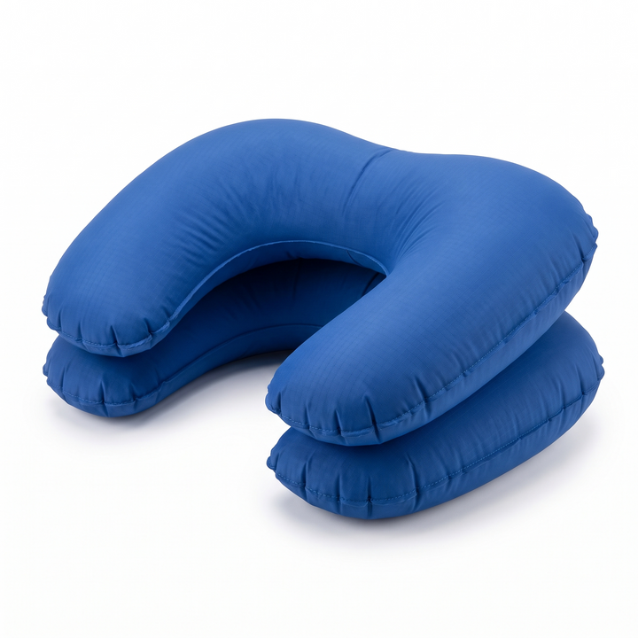 Portable Inflatable Camping Pillow Ultralight Travel Pillow Neck Lumbar Support Hiking Backpacking Sleeping Pillow Compact Air Pillow for Outdoor Home Use - Blue inflated hero 3/4 angle