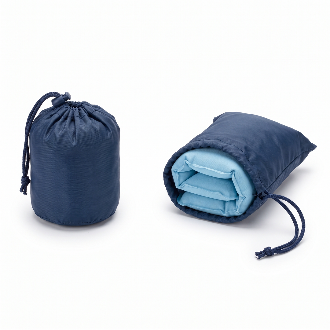 Portable Inflatable Camping Pillow Ultralight Travel Pillow Neck Lumbar Support Hiking Backpacking Sleeping Pillow Compact Air Pillow for Outdoor Home Use - Blue in travel storage pouch