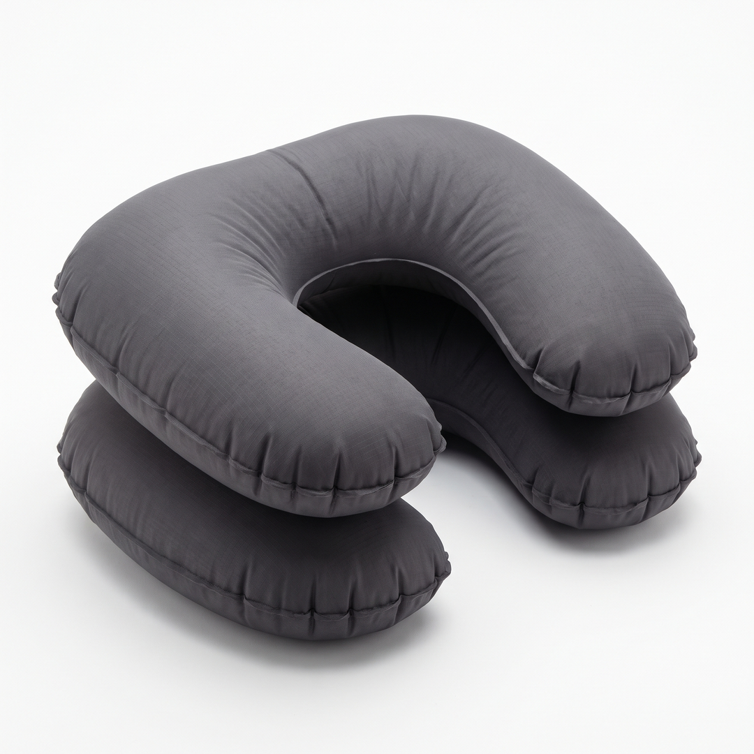 Portable Inflatable Camping Pillow Ultralight Travel Pillow Neck Lumbar Support Hiking Backpacking Sleeping Pillow Compact Air Pillow for Outdoor Home Use - Grey inflated hero 3/4 angle