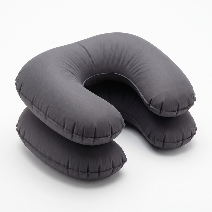 Portable Inflatable Camping Pillow Ultralight Travel Pillow Neck Lumbar Support Hiking Backpacking Sleeping Pillow Compact Air Pillow for Outdoor Home Use - Grey inflated hero 3/4 angle