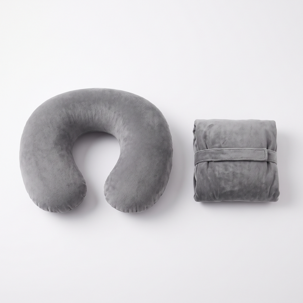 Portable Inflatable Camping Pillow Ultralight Travel Pillow Neck Lumbar Support Hiking Backpacking Sleeping Pillow Compact Air Pillow for Outdoor Home Use - Grey inflated vs deflated size comparison