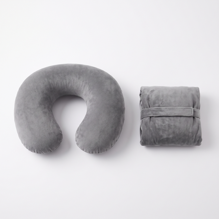 Portable Inflatable Camping Pillow Ultralight Travel Pillow Neck Lumbar Support Hiking Backpacking Sleeping Pillow Compact Air Pillow for Outdoor Home Use - Grey inflated vs deflated size comparison