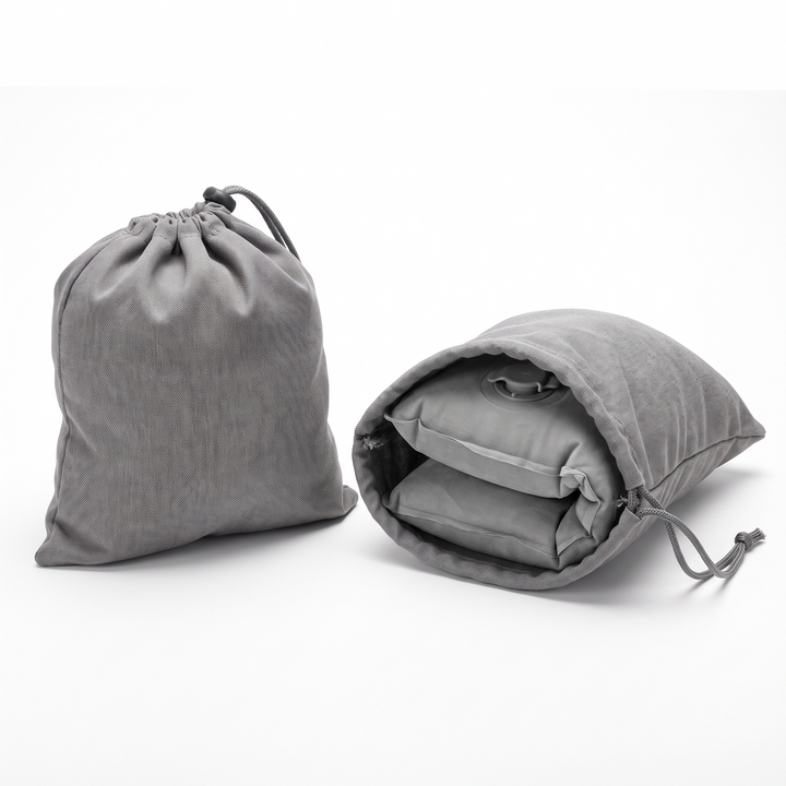 Portable Inflatable Camping Pillow Ultralight Travel Pillow Neck Lumbar Support Hiking Backpacking Sleeping Pillow Compact Air Pillow for Outdoor Home Use - Grey in travel storage pouch