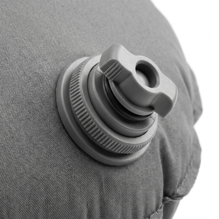 Portable Inflatable Camping Pillow Ultralight Travel Pillow Neck Lumbar Support Hiking Backpacking Sleeping Pillow Compact Air Pillow for Outdoor Home Use - Grey valve detail closeup