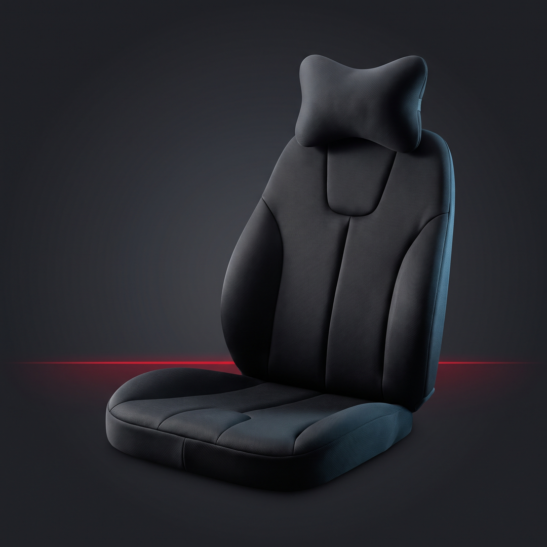 Ergonomic Car Neck Pillow Memory Foam Headrest Cushion - Black Suit studio product shot