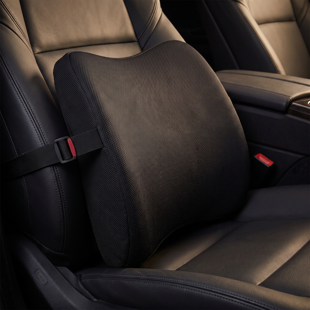 Ergonomic Car Neck Pillow Memory Foam Headrest Cushion - Black Waist lumbar cushion in car interior