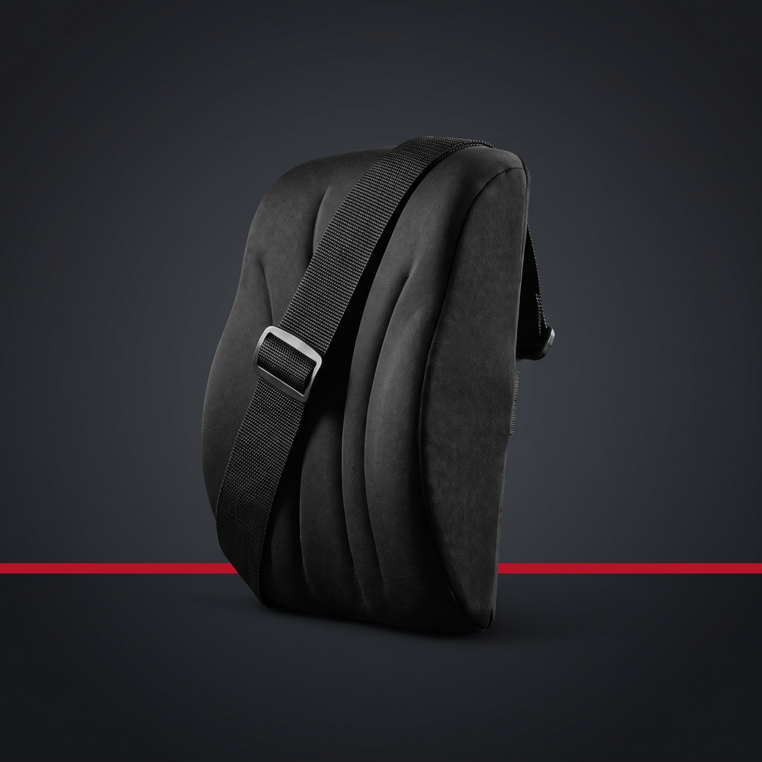 Ergonomic Car Neck Pillow Memory Foam Headrest Cushion - Black Waist studio product shot