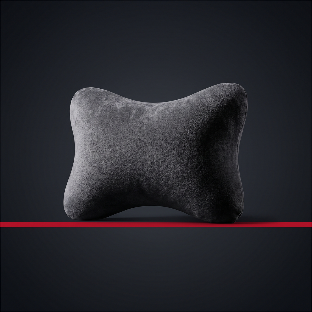 Ergonomic Car Neck Pillow Memory Foam Headrest Cushion - Gray Headrest studio product shot