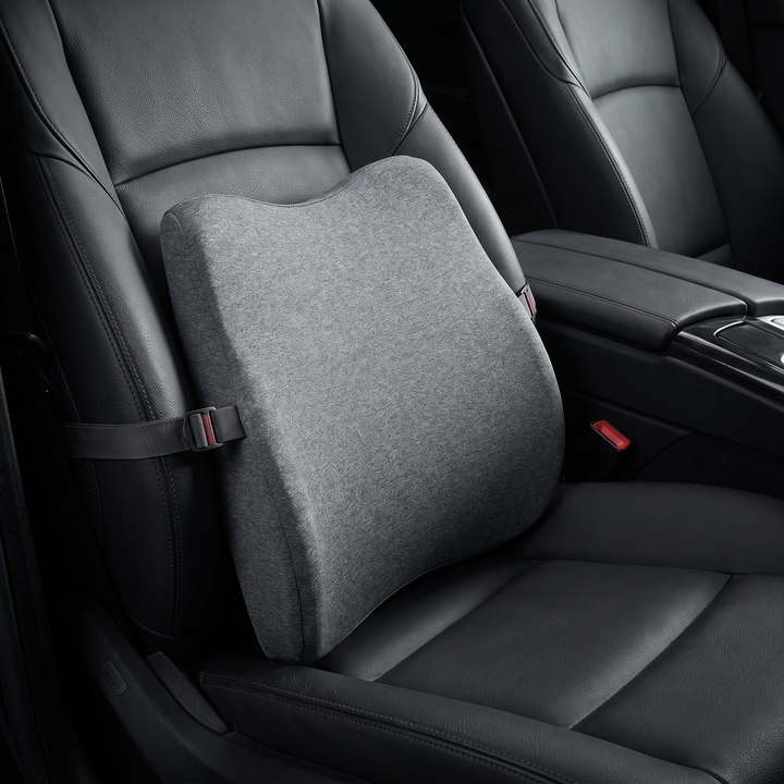 Ergonomic Car Neck Pillow Memory Foam Headrest Cushion - Gray Waist lumbar cushion in car interior