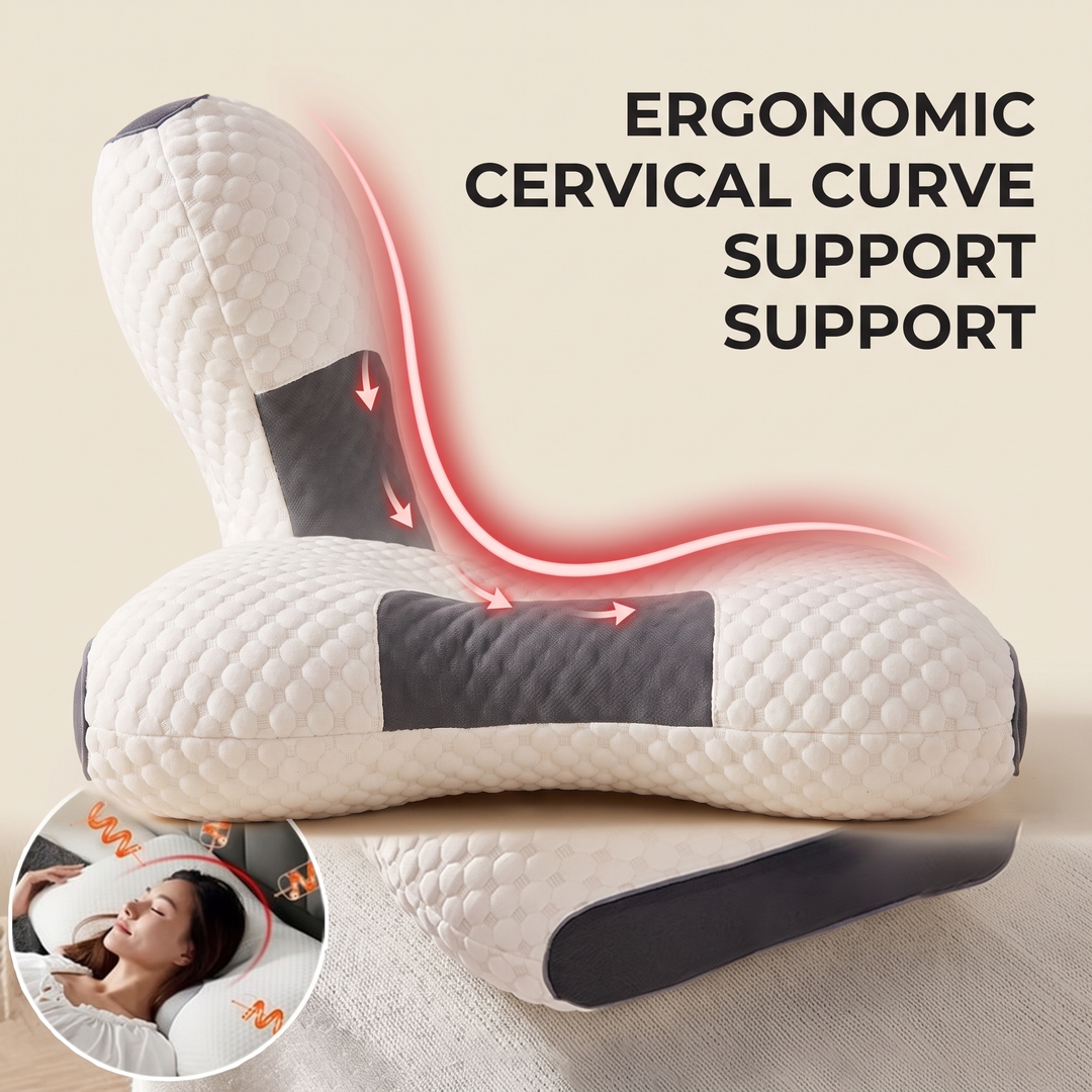 Ergonomic Cervical Neck Pillow Orthopedic Support Pillow for Sleeping Soybean Fiber SPA Massage Pillow Neck Pain Relief Home Use - Ergonomic cervical curve support