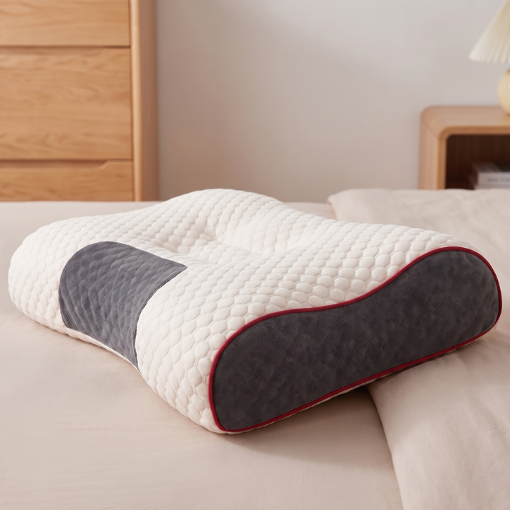 Ergonomic Cervical Neck Pillow Orthopedic Support Pillow for Sleeping Soybean Fiber SPA Massage Pillow Neck Pain Relief Home Use - Side profile ergonomic contour