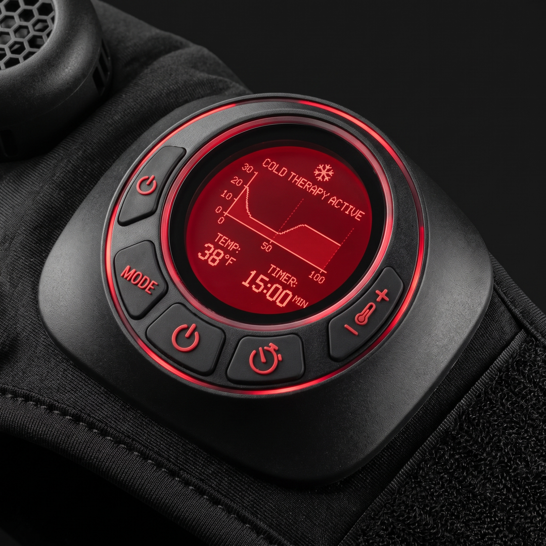 Close-up of the digital control display and buttons