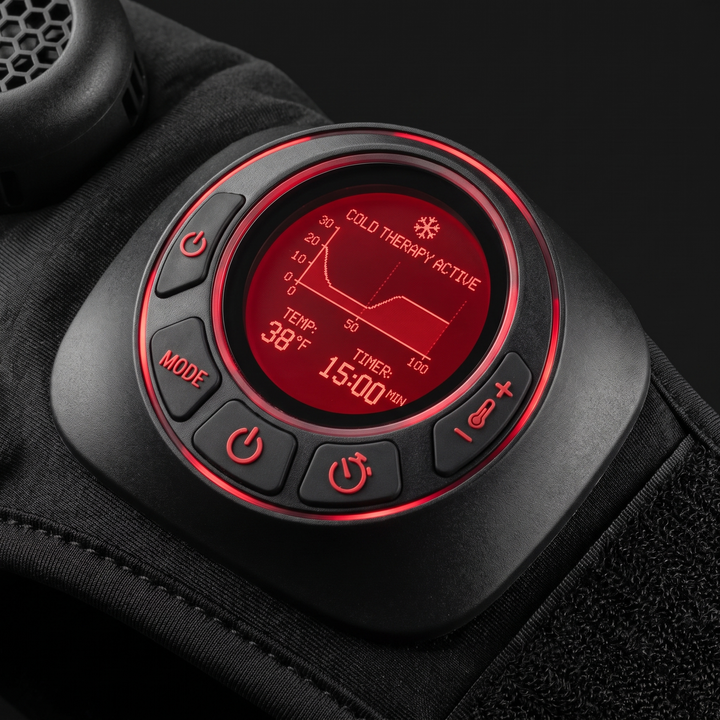 Close-up of the digital control display and buttons