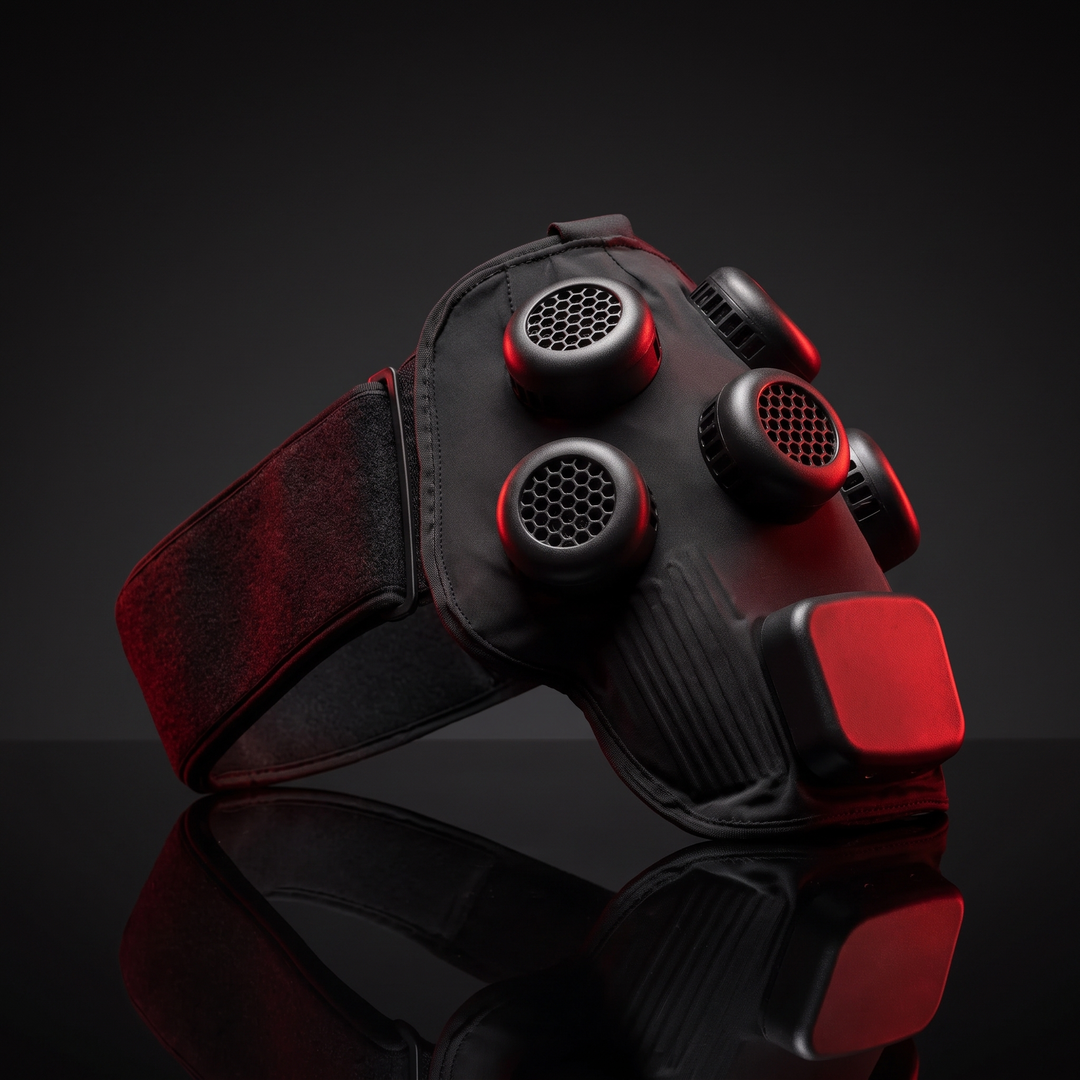 Portable cold compress recovery device side profile view