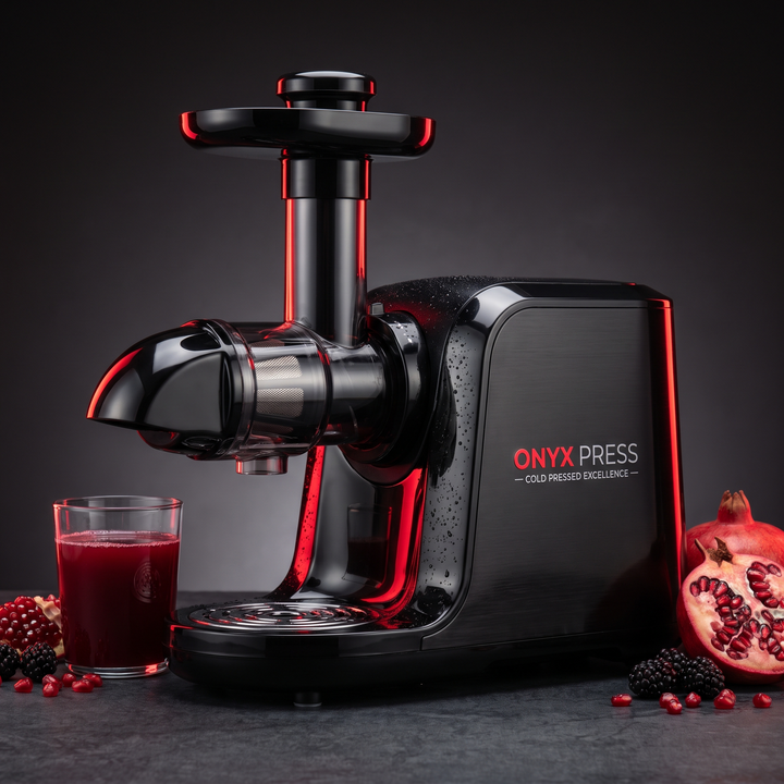 Professional Cold Press Juicer Slow Masticating Juicer - dramatic red-accent hero view