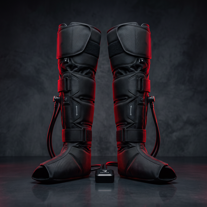Professional Electric Air Compression Recovery Boot Pair Leg Foot Massager 4 Chambers 5 Modes 30-240mmHg Sports Recovery