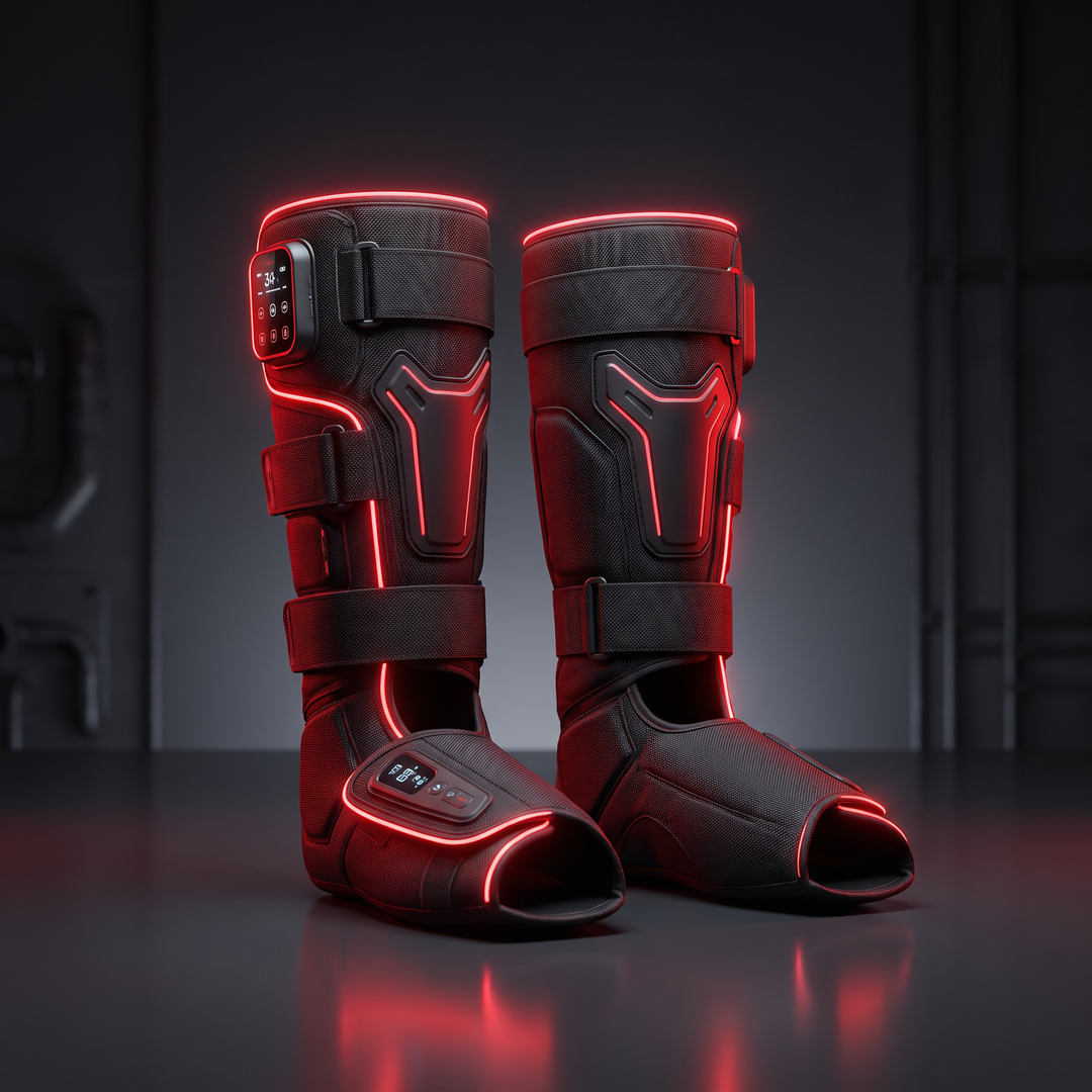 Professional Electric Air Compression Recovery Boot Pair Leg Foot Massager 4 Chambers 5 Modes 30-240mmHg Sports Recovery