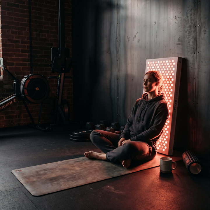 PHYSIOATHLETX Dual Chip LED Red Light Recovery Panel - post-workout wind-down lifestyle
