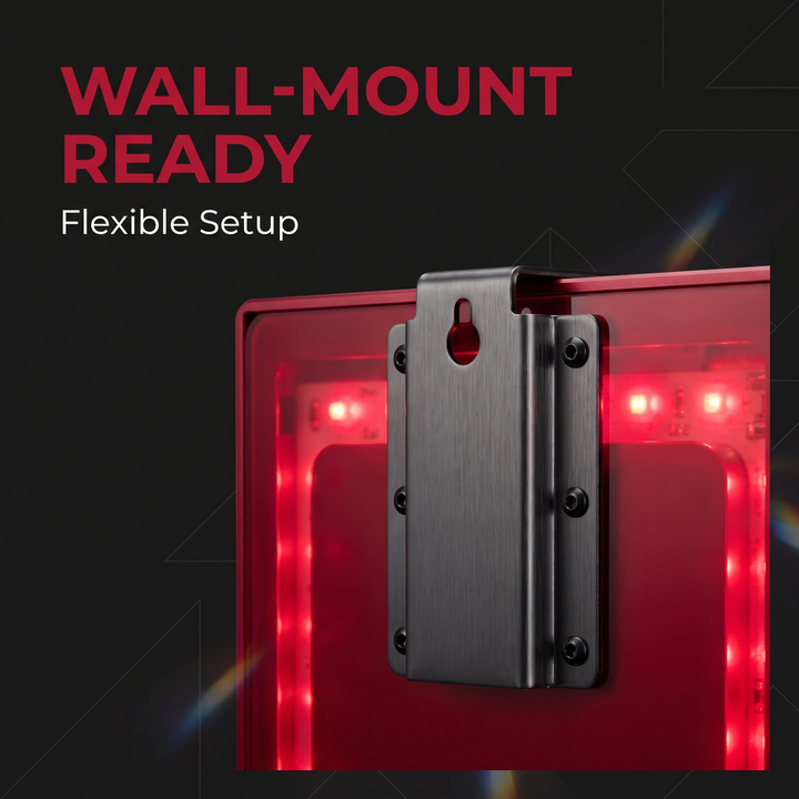 PHYSIOATHLETX Dual Chip LED Red Light Recovery Panel - wall-mount ready feature callout