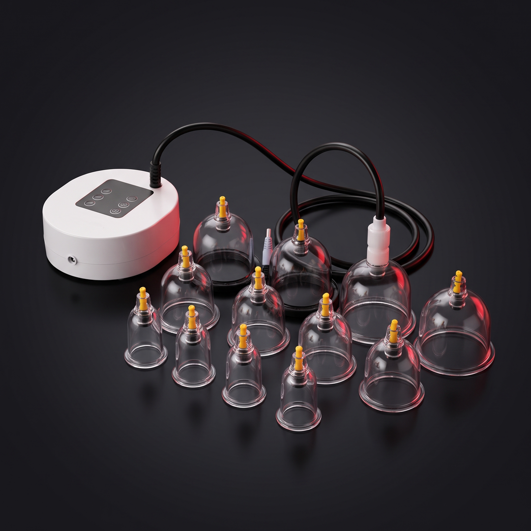 Electric vacuum suction cupping therapy device with pressure-relief valve