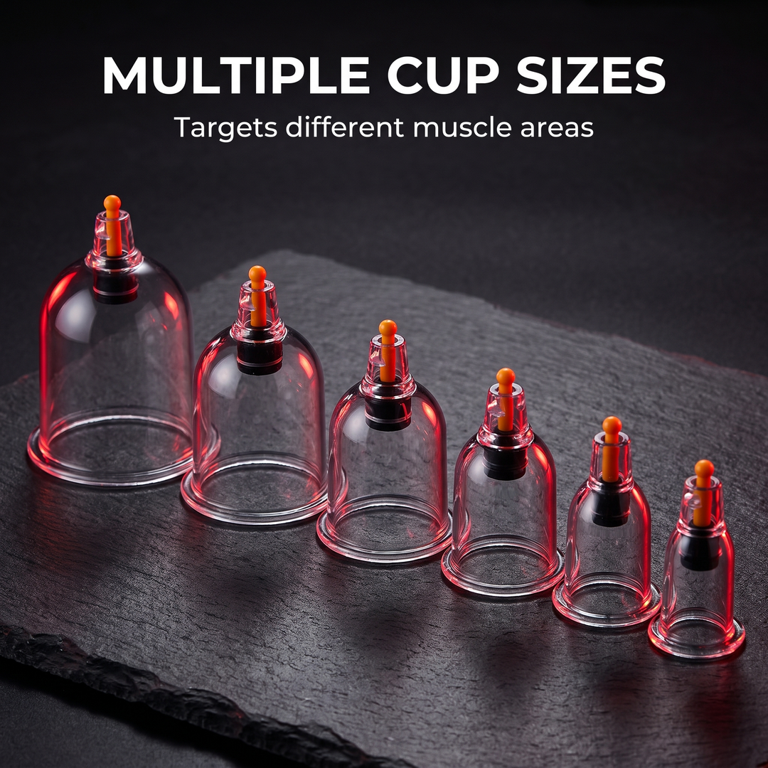 Multiple cup sizes feature callout for targeting different muscle areas