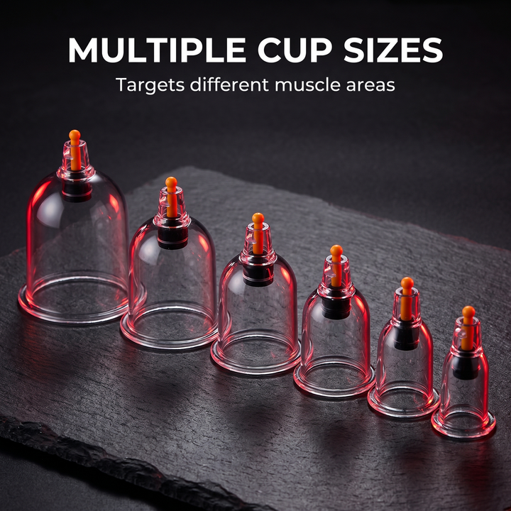 Multiple cup sizes feature callout for targeting different muscle areas