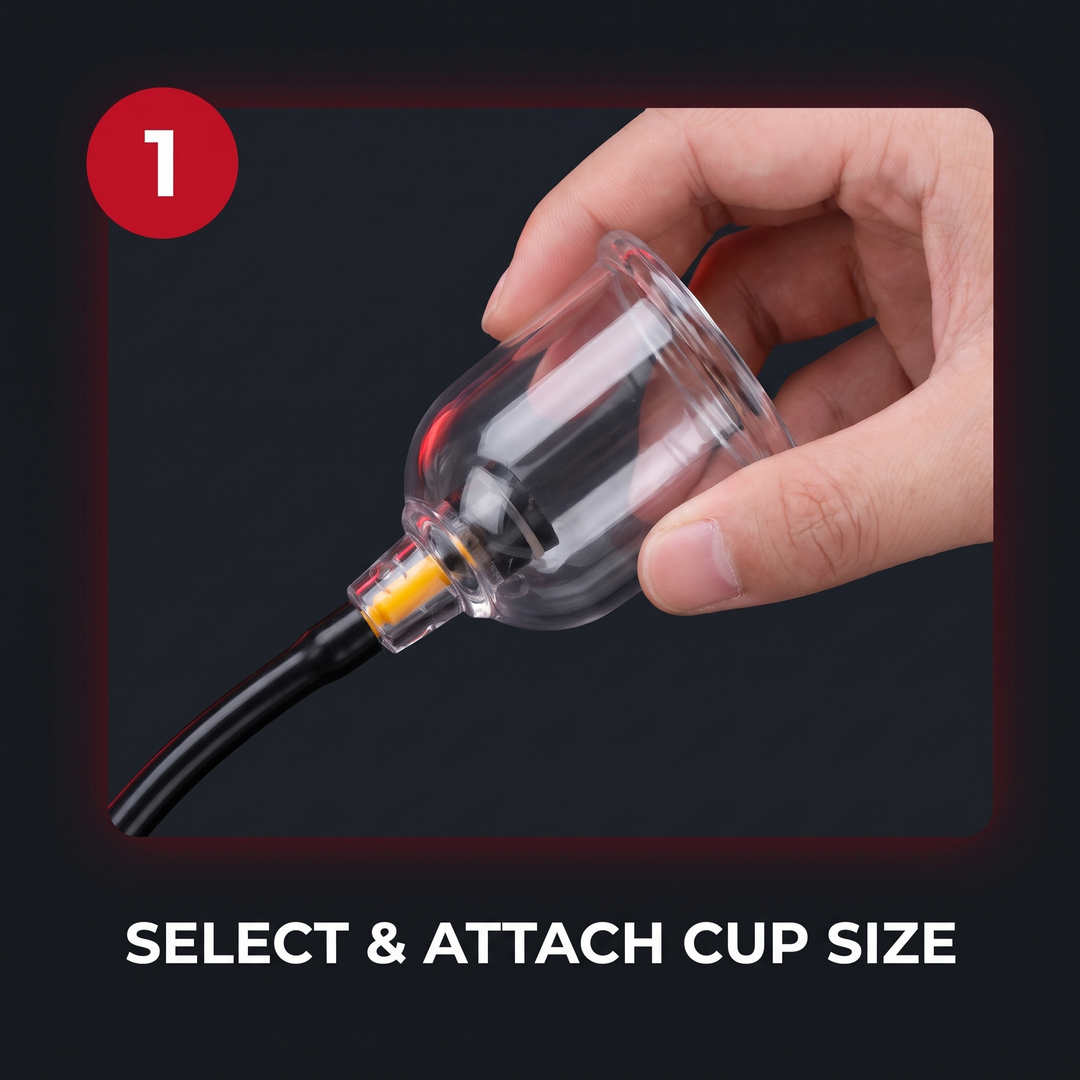 Step 1: select and attach the cup size to the connecting tubing