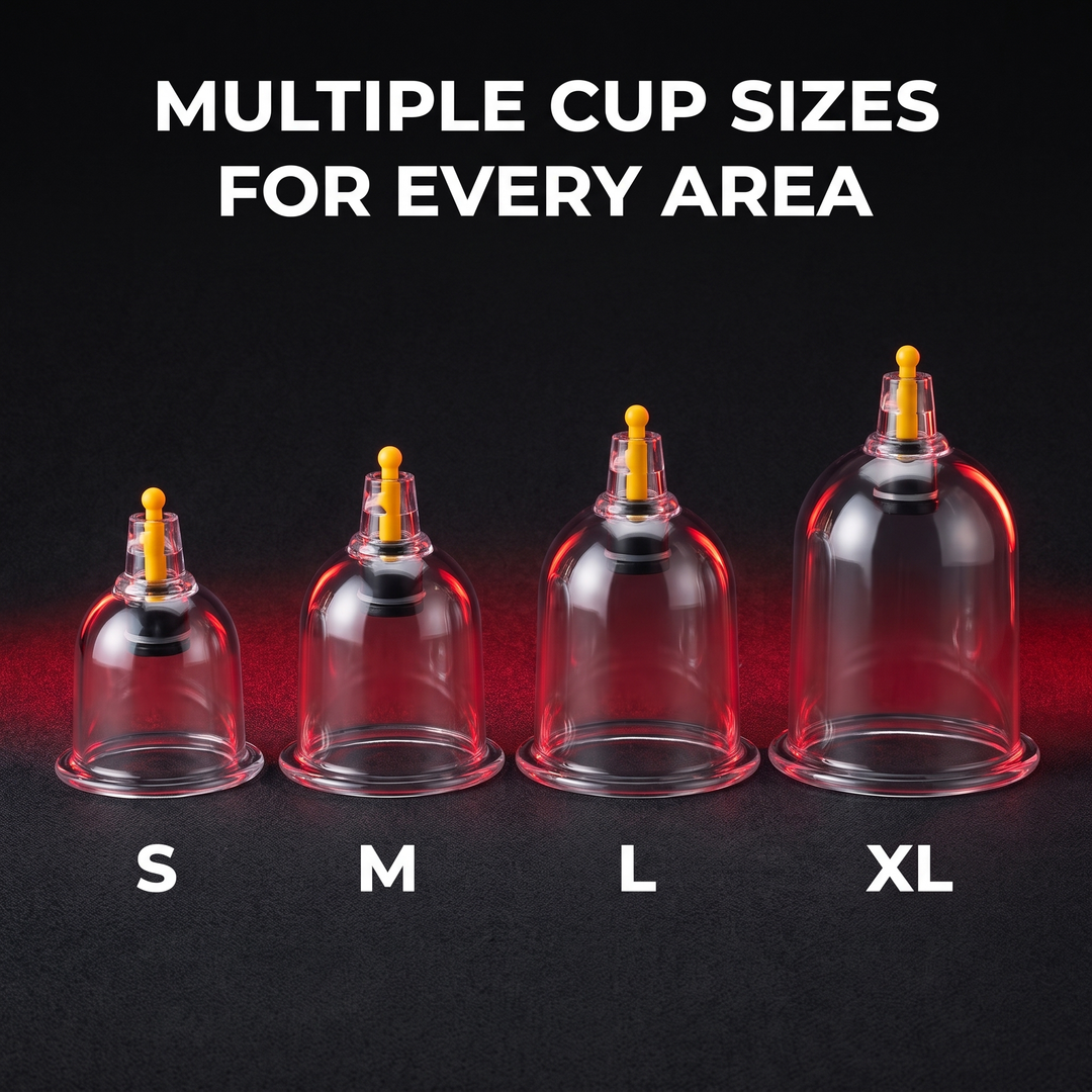 Cup size comparison chart showing small, medium, large, and extra-large cups