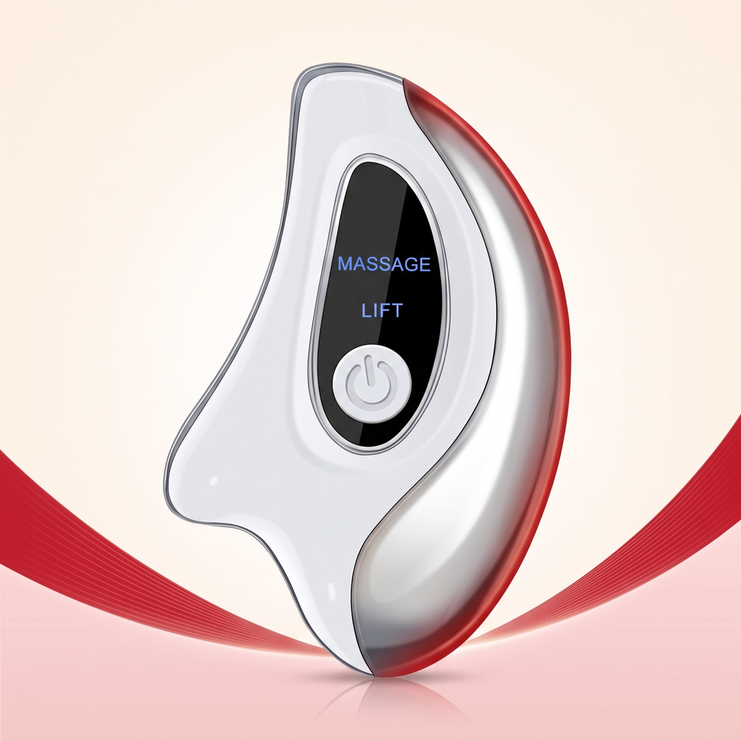 Front view of white electric Gua Sha face massager