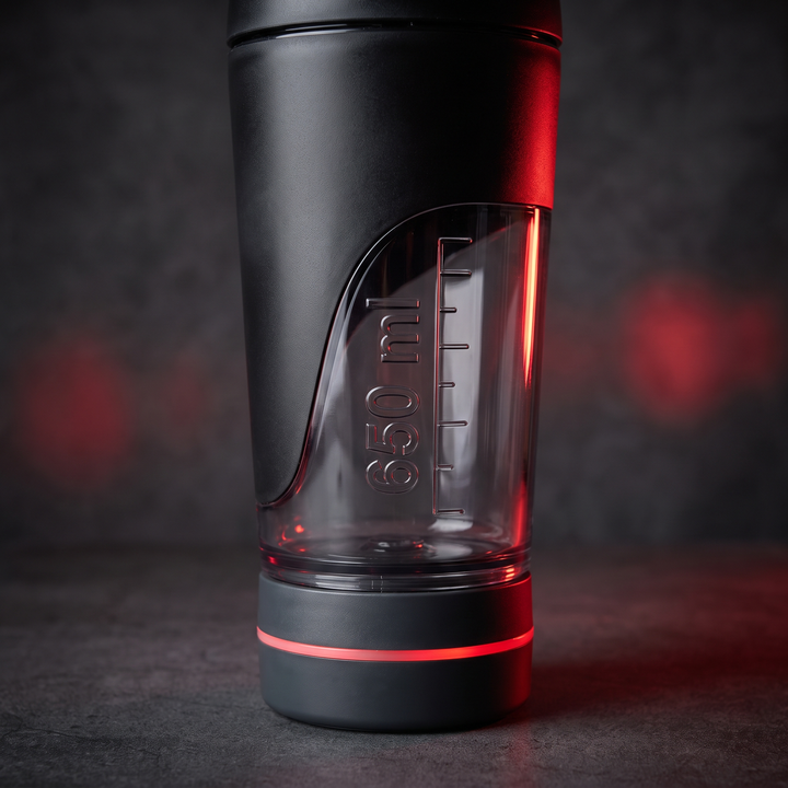 Electric Protein Shaker Bottle 650ml - Black - 650ml capacity markings