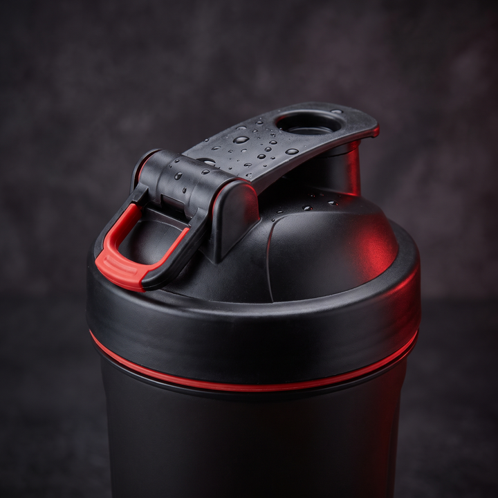 Electric Protein Shaker Bottle 650ml - Black - leak-proof lid detail