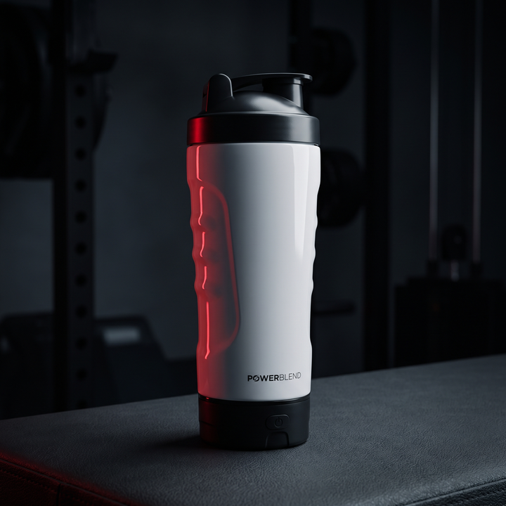 Electric Protein Shaker Bottle 650ml - White - 3/4 angle view